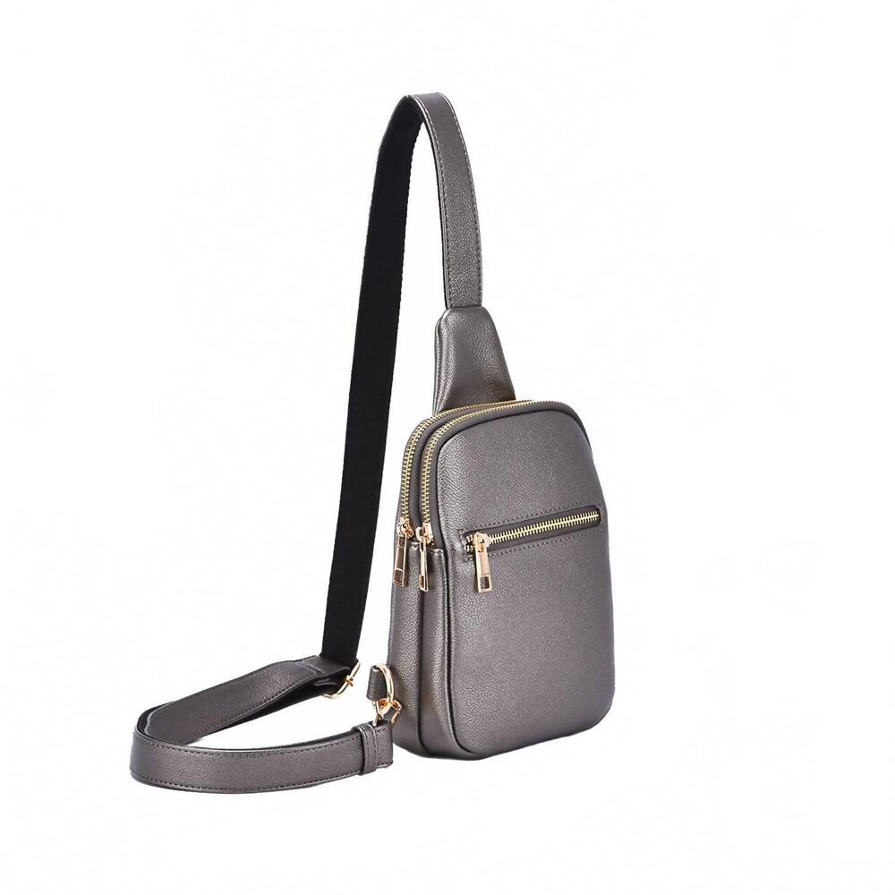 NEW MELLOW WORLD justine two compartment sling bag in m.grey